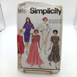 UNCUT Simplicity 7502 Vintage Sewing Pattern Size O 12-16 Miss Petite Dress Five